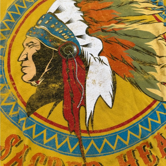 Forever 21 Mustard Graphic Crop Tee with Teal Accents - Picture 2 of 4